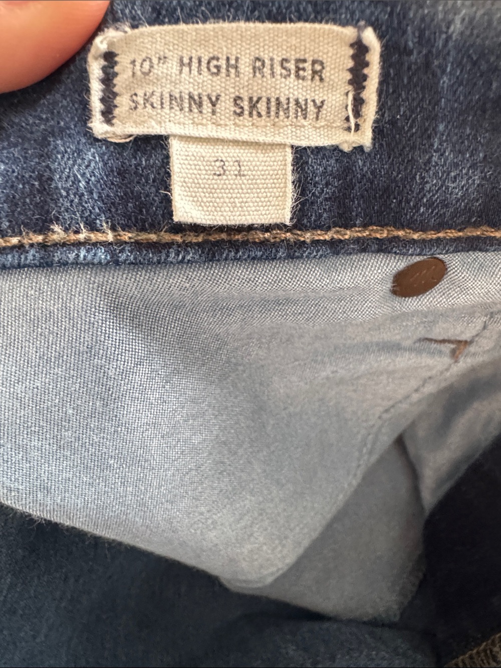 Madewell 10” High-Rise Skinny Skinny Jeans Size 31 Dark Wash Denim - Picture 5 of 5